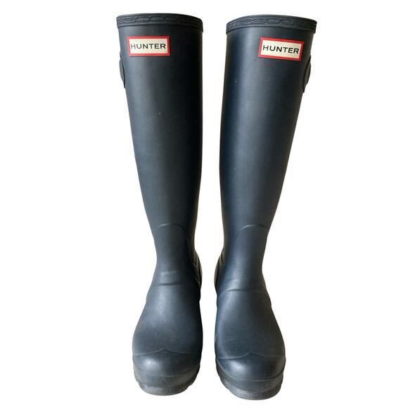 Hunter Wellington Tall Rain Navy Blue Boots Size 5/6 EU 36 - Picture 1 of 11